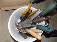 Bucket with garden tools