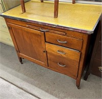 Antique Oak Formica Top Kitchen Cabinet