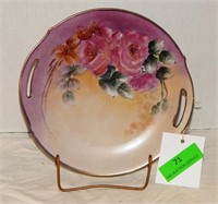 RM Bavaria pink rose hand painted plate 10"