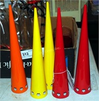 5 10" Painted Metal Decorator Cones