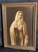Vintage Mary and Immaculate Heart Litho
