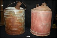 Metal Gas Cans (2); Red has openings for siphoning