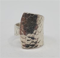 Modernist Hand Wrought Sterling Silver Ring
