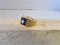 Gold Plated Mens Ring with Real Tested Diamond