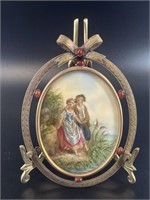 19th Century hand painted portrait in small frame