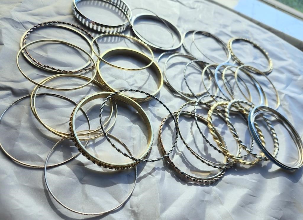 Bangle Bracelets, gold & silver tone