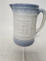 Blue & White Stoneware Pitcher,