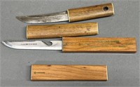 2 - Small Knives w/ Wood Sheaths