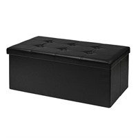 30 Inches Folding Storage Ottoman, Faux Leather