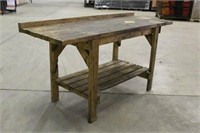 Wooden Work Bench, Approx 6FTx26"x35"