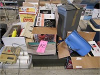 Group of office items: paper shredder, envelopes,