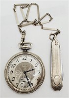 (E) Elgin Silvertone Pocket Watch and Watch Fob