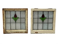 2 Antique Stained Glass Windows