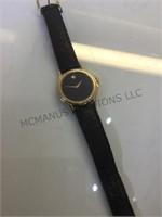 Movado swiss made wrist watch w/ black leather