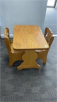 Child size oak  table and chairs set, heavy duty,