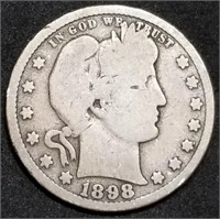 1898-P Barber Silver Quarter