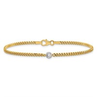 14 Kt- Diamond Cuban Link Design Bracelet