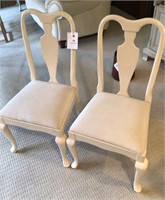 Cream colored solid wood chairs 2 x BID NO arms
