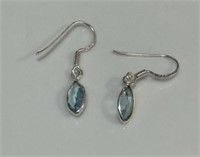 Sterling  Silver 2.6 Ct Marquise Topaz Earrings