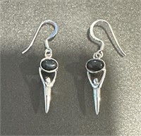 Sterling  Silver 2 Ct Labradorite Drop Earrings