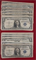 20 - Circulated $1 Silver Cert. Various Dates