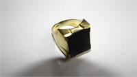 Mens Gold ring with Black stone