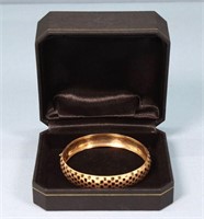 14K Gold Hinged Bangle Bracelet, 6.8g