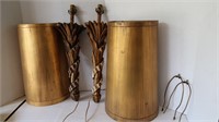 Vintage Wall Mounted Lamps (28") w/ Shades (22"),