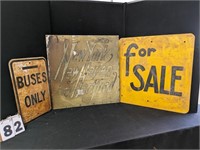 3 Assorted Metal Signs
