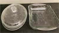 Cut Glass Casserole and Cake Pan Largest Being