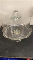 Glass Cake Pedestal and Lid 12 in Wide By 12 in