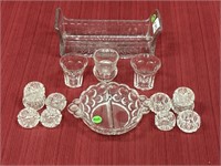 15 Piece Mixed Glass Lot: Signed ‘H’ dish, 3 3/4