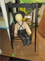 Cast Metal Doll Swing & Doll