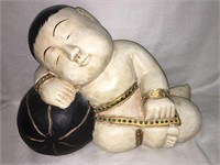 Hand Painted & Carved Oriental Figure