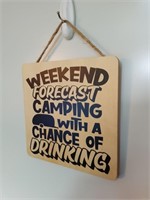 Weekend Forecast Camping Wooden Sign