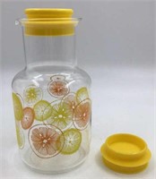 Pyrex Lemon/orange Slices Glass Pitcher W/ 2 Lids