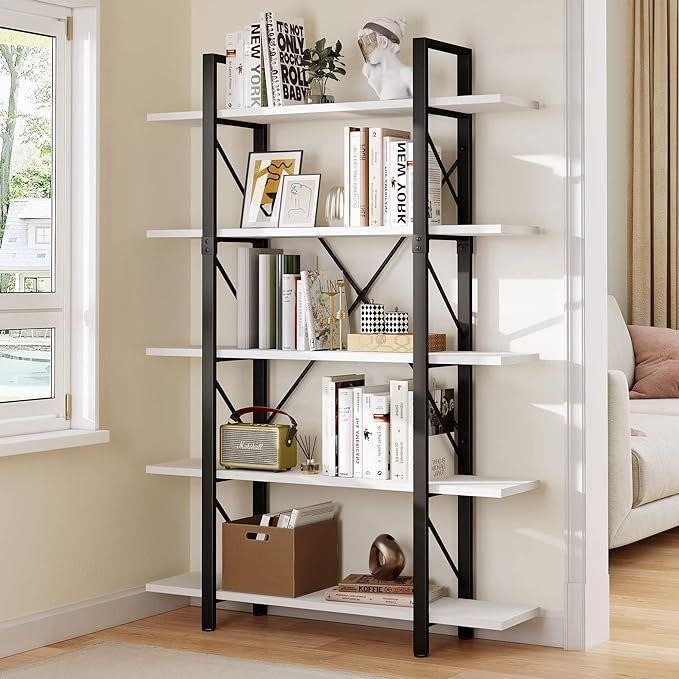 Freestanding 5 Shelf  Bookshelf Organizer Wh