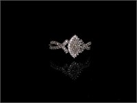 .925 Sterling Silver & Diamond Marquise Cluster