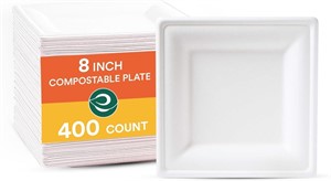 NEW $92 Square Paper Plates 400-Pack