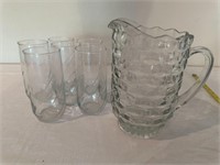 Glass Pitcher with 7 Glasses