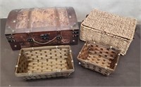 Lot of Decorative Baskets & Trunk