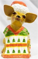 Clay Art Santa Chihuahua Cookie Jar 11.5"