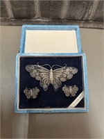 Vintage Sterling Silver Butterfly Earrings/Brooch