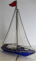 Stained Glass Sail Boat. Measures 13.5"H.