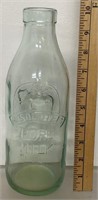 Aqua Embossed Milk Bottle See Photos for Details