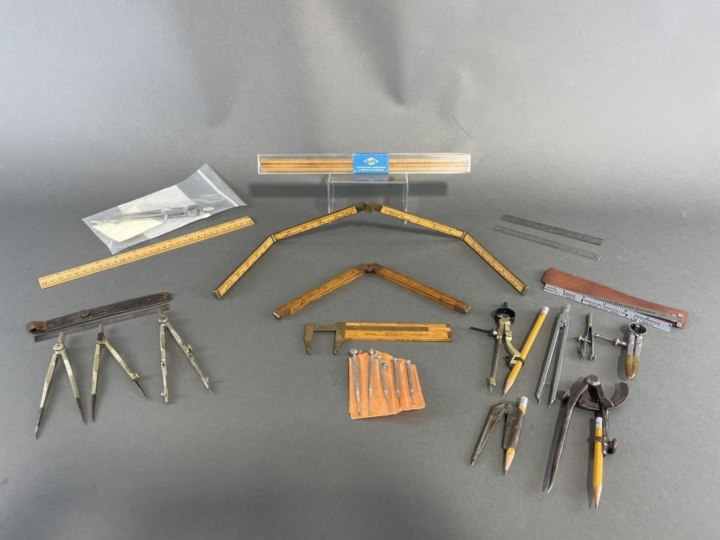 Vintage Drafting Tools And Measuring Sticks