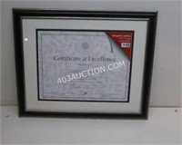Blank Certificate of Excellence in Frame 11" x 14"
