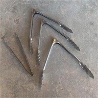 4x Stainless Steel Kitchen Tongs