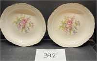 (2) hand decorated Homer Laughlin plates 8" Avon