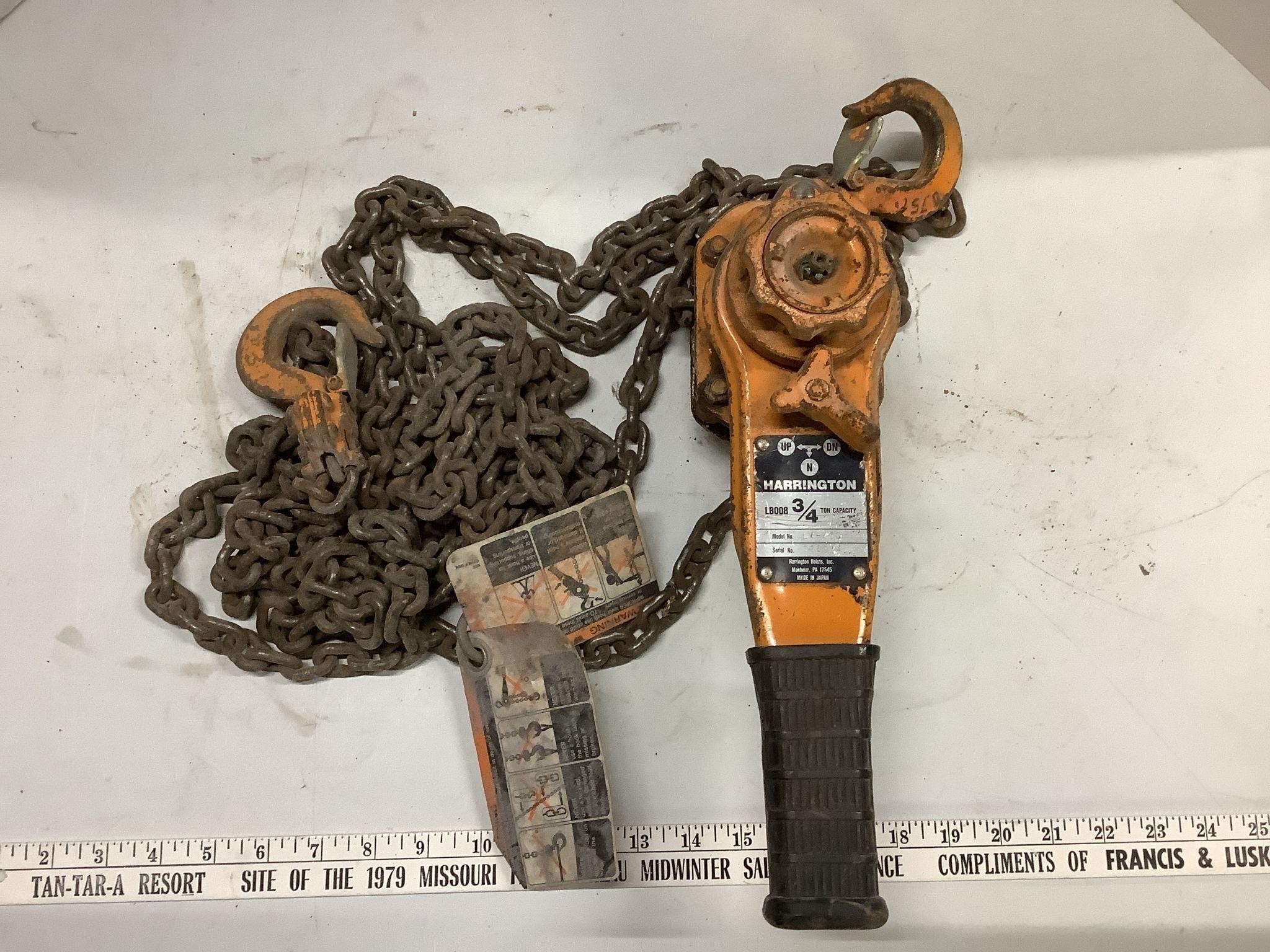 Harrington 3/4 ton chain hoist